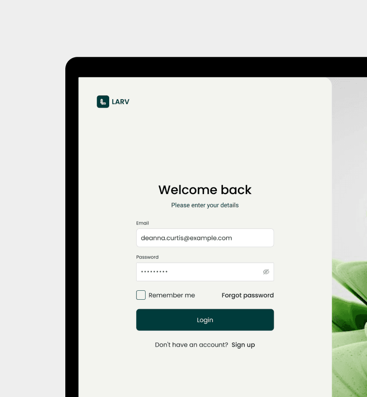 Image of the account login page